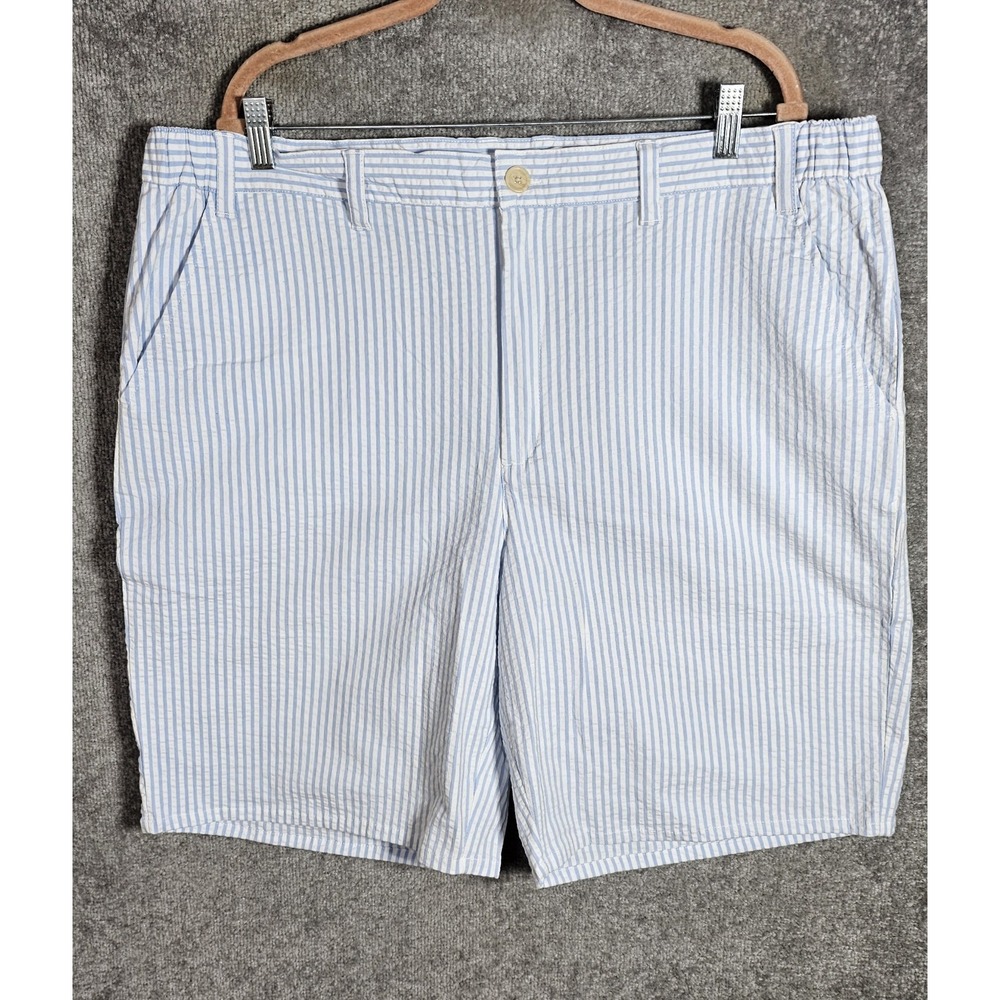 Orton Brothers Seersucker Shorts Mens Size XL Blue Striped Nautical Beach Preppy